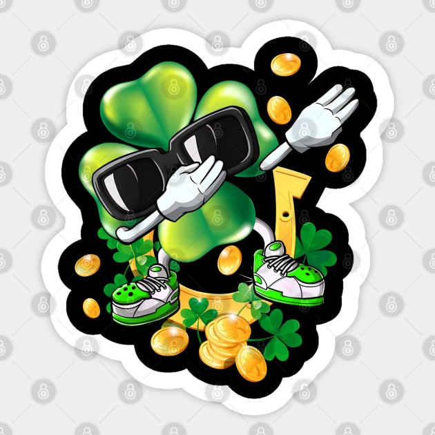 St Patricks Day Dabbing Shamrock Men Women Boy Girls Dance Sticker by Sandra Holloman